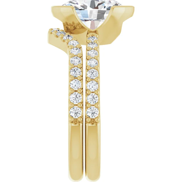 14K Yellow Gold 10x8 mm Oval Engagement Ring Mounting- 14K Yellow Gold Band