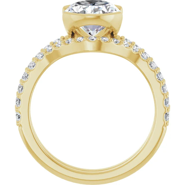 14K Yellow Gold 10x8 mm Oval Engagement Ring Mounting- 14K Yellow Gold Band