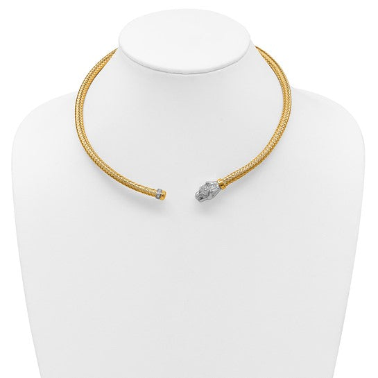 Herco 18K with White Rhodium Polished Woven Diamond Panther Neck Collar