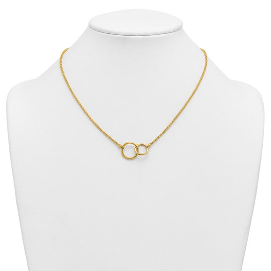 Herco 18K Polished Double RInchg 18 Inch Popcorn Mesh Necklace