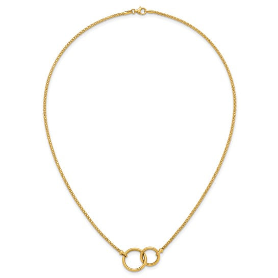Herco 18K Polished Double RInchg 18 Inch Popcorn Mesh Necklace