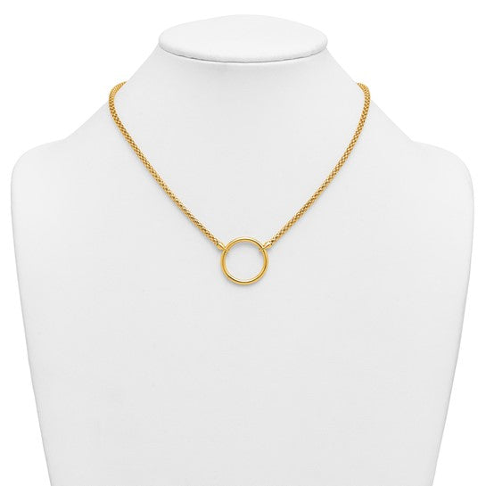 Herco 18K Polished Single Ring 17.75 Inch Popcorn Mesh Necklace