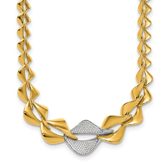 Herco 18K Two-tone Polished Diamond Fancy Link 19 inch Necklace