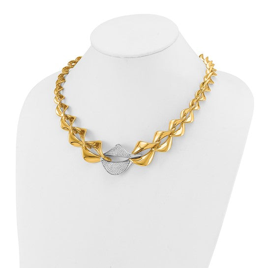 Herco 18K Two-tone Polished Diamond Fancy Link 19 inch Necklace