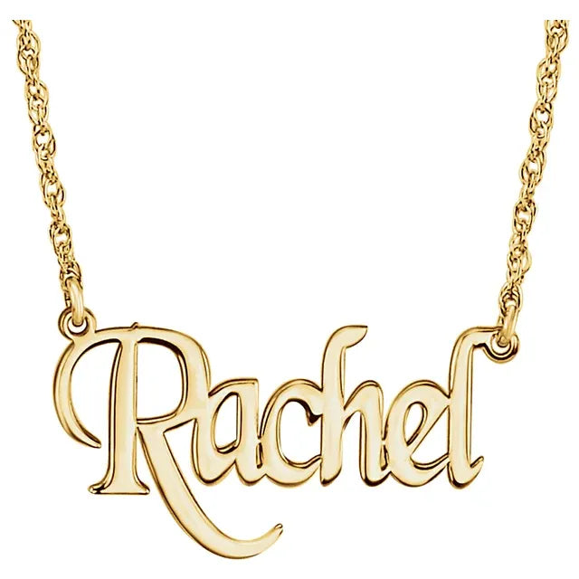 10K Yellow Gold Block Single Name 18" Necklace