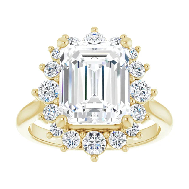 14K Yellow Gold 10x8 mm Emerald Engagement Ring Mounting