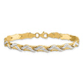 Leslie's 14K with Rhodium Polished and Diamond-cut 7 inch Bracelet