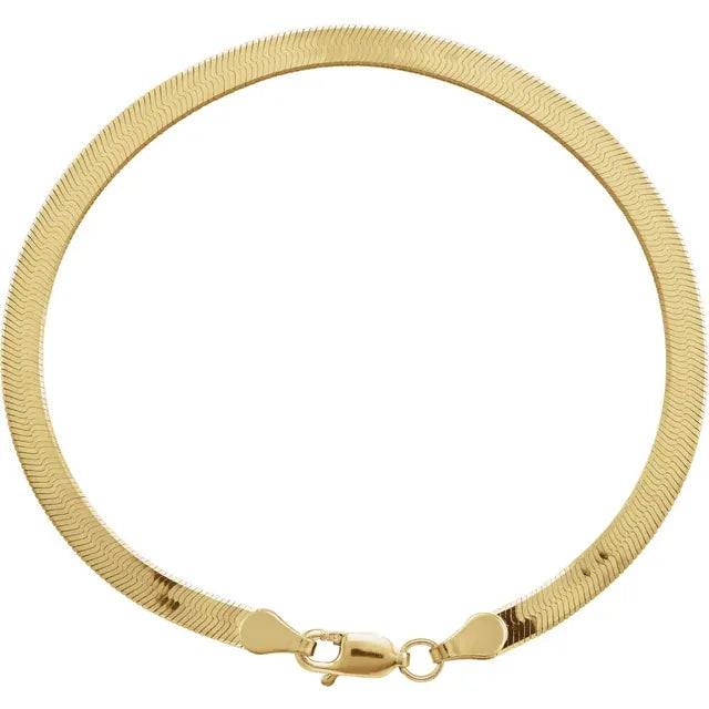 14K Yellow Gold Herringbone 7" Chain