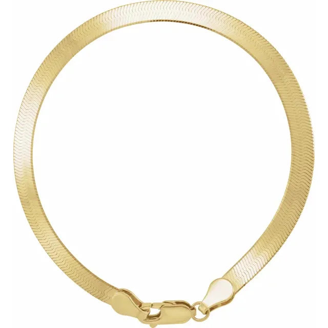 14K Yellow Gold Herringbone 7" Chain