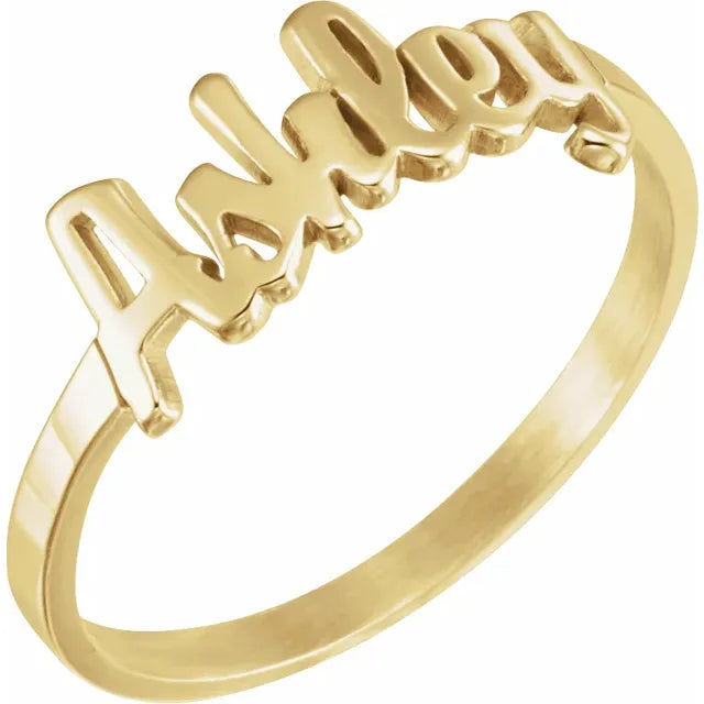 10K Yellow Gold Script Nameplate Ring