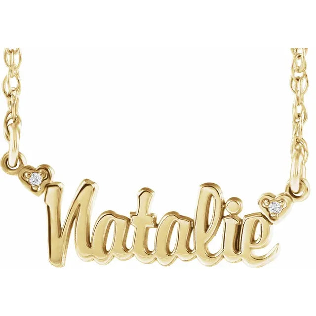 10K Yellow Gold .01 CTW Natural Diamond Script Single Name 18" Necklace