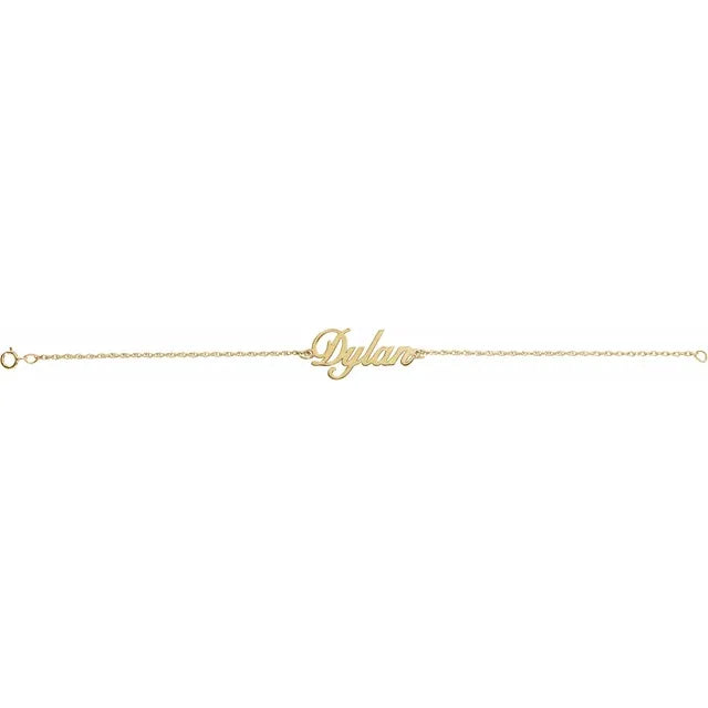 10K Yellow Gold Script Nameplate 8" Bracelet