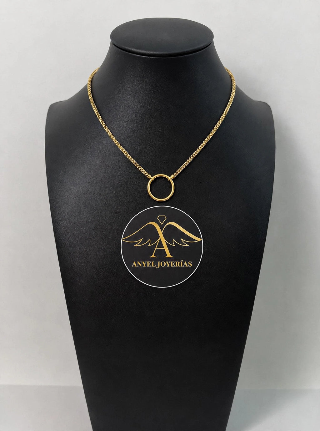 Anyel 18K Polished Single Ring 17.75 Inch Popcorn Mesh Necklace