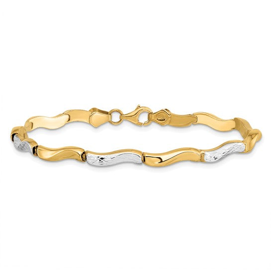 Anyel's 10K Gold with Rhodium D/C Bracelet