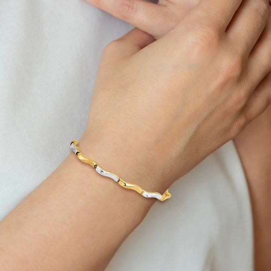 Anyel's 10K Gold with Rhodium D/C Bracelet