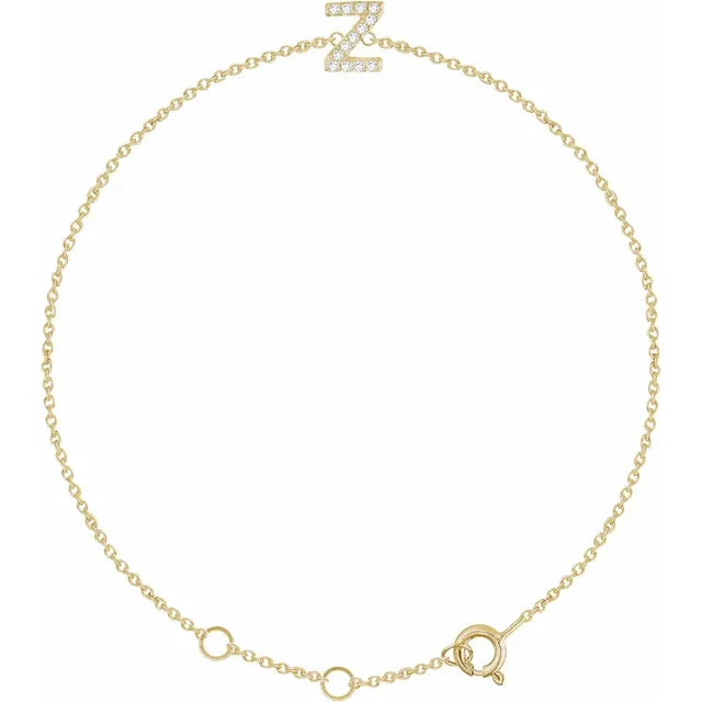 14K Yellow Gold .05 CTW Natural Diamond All Initials 6-7" Bracelet