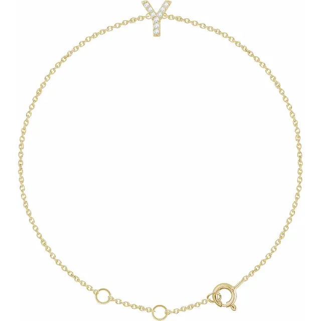 14K Yellow Gold .05 CTW Natural Diamond All Initials 6-7" Bracelet