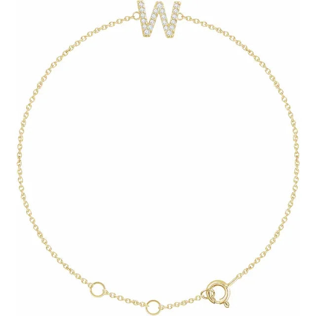 14K Yellow Gold .05 CTW Natural Diamond All Initials 6-7" Bracelet