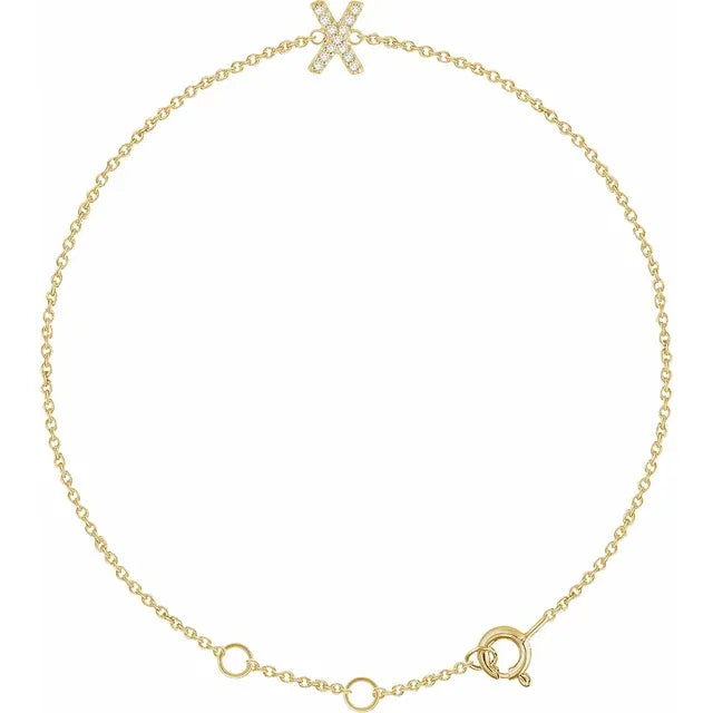 14K Yellow Gold .05 CTW Natural Diamond All Initials 6-7" Bracelet
