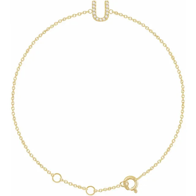 14K Yellow Gold .05 CTW Natural Diamond All Initials 6-7" Bracelet