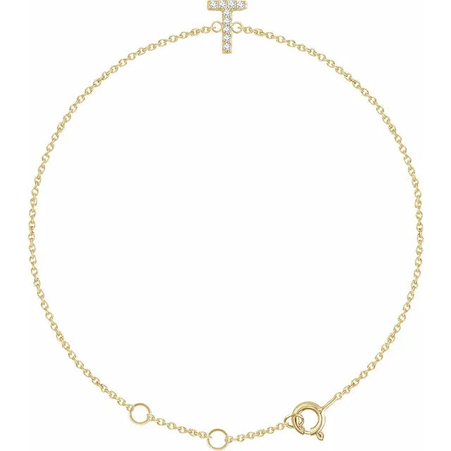 14K Yellow Gold .05 CTW Natural Diamond All Initials 6-7" Bracelet