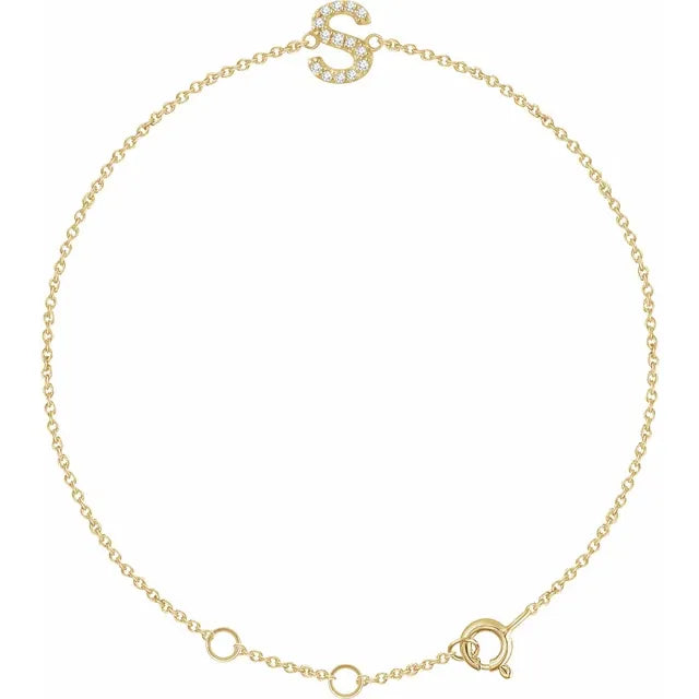 14K Yellow Gold .05 CTW Natural Diamond All Initials 6-7" Bracelet