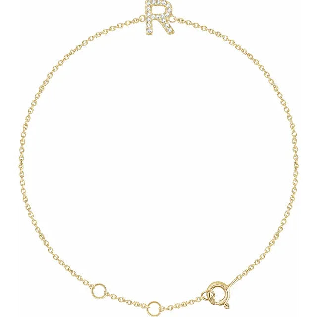 14K Yellow Gold .05 CTW Natural Diamond All Initials 6-7" Bracelet