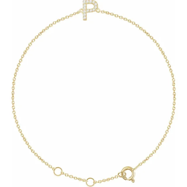 14K Yellow Gold .05 CTW Natural Diamond All Initials 6-7" Bracelet