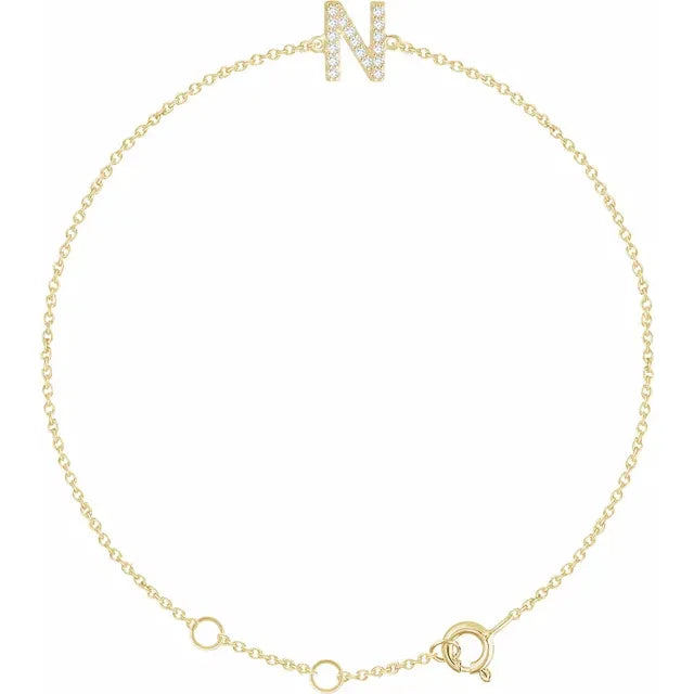 14K Yellow Gold .05 CTW Natural Diamond All Initials 6-7" Bracelet