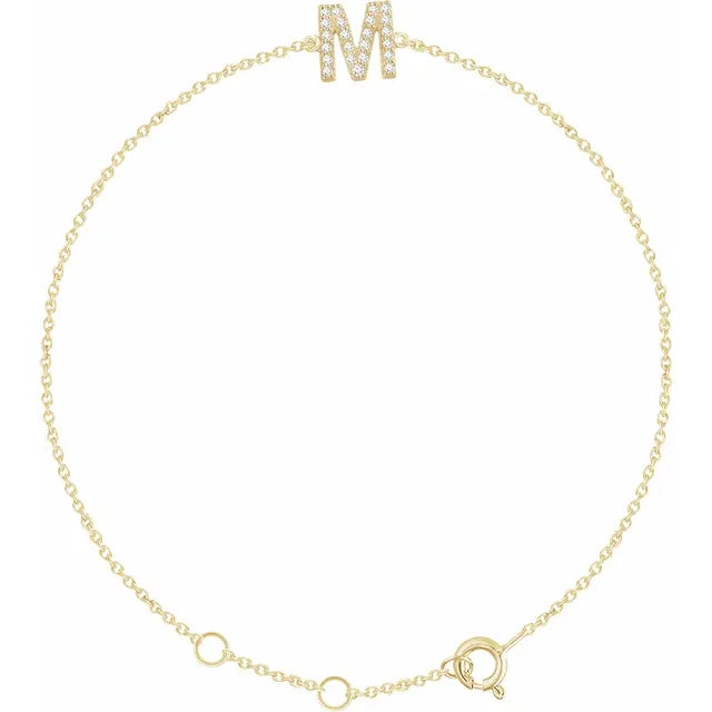 14K Yellow Gold .05 CTW Natural Diamond All Initials 6-7" Bracelet