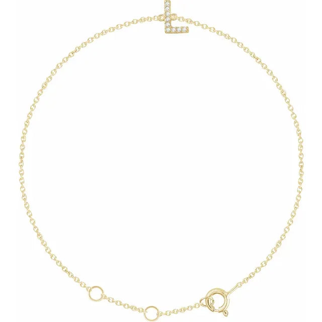 14K Yellow Gold .05 CTW Natural Diamond All Initials 6-7" Bracelet