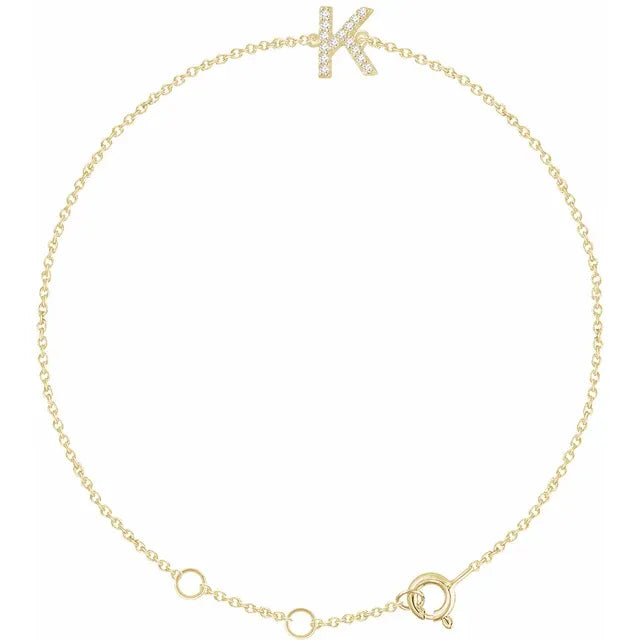 14K Yellow Gold .05 CTW Natural Diamond All Initials 6-7" Bracelet