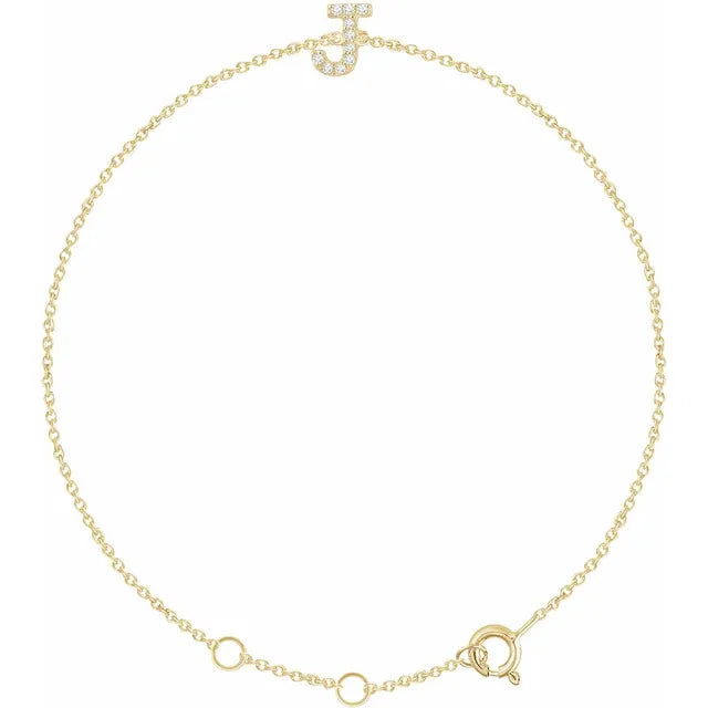 14K Yellow Gold .05 CTW Natural Diamond All Initials 6-7" Bracelet