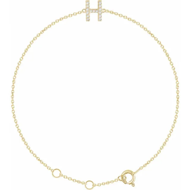 14K Yellow Gold .05 CTW Natural Diamond All Initials 6-7" Bracelet