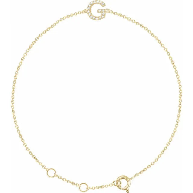 14K Yellow Gold .05 CTW Natural Diamond All Initials 6-7" Bracelet