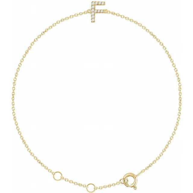 14K Yellow Gold .05 CTW Natural Diamond All Initials 6-7" Bracelet