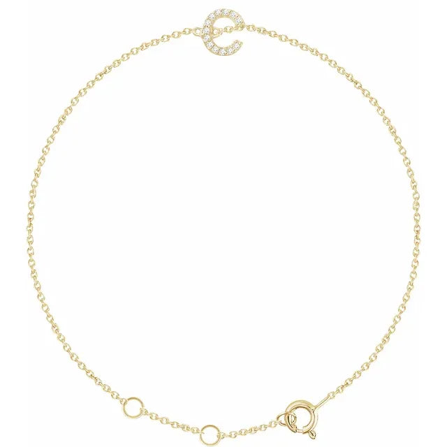 14K Yellow Gold .05 CTW Natural Diamond All Initials 6-7" Bracelet