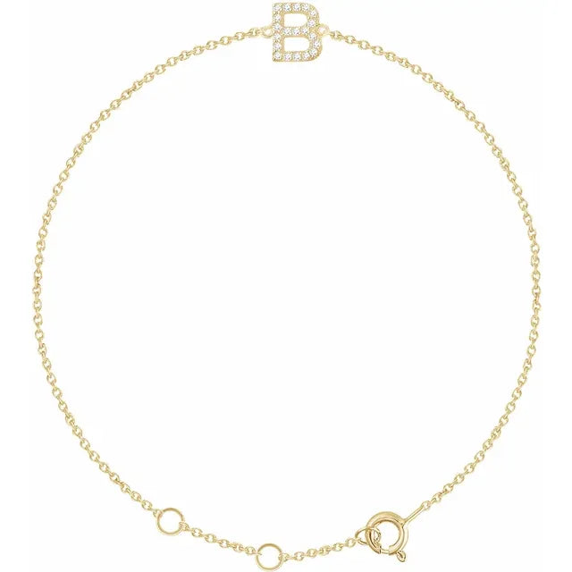 14K Yellow Gold .05 CTW Natural Diamond All Initials 6-7" Bracelet