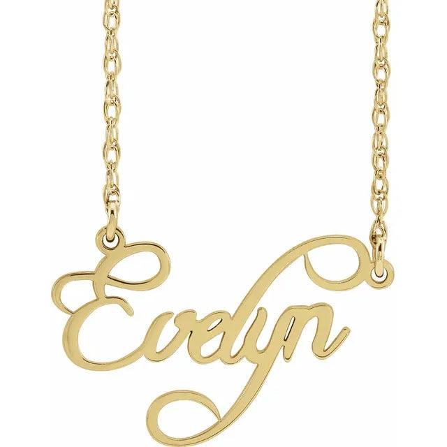 10K Yellow Gold Script Single Name 18" Necklace
