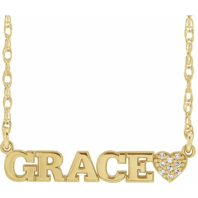 10K Yellow Gold .05 CTW Natural Diamond Couples Name 18" Necklace