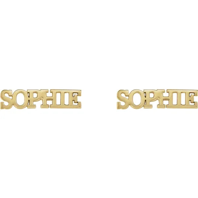 10K Yellow Gold Nameplate Earrings