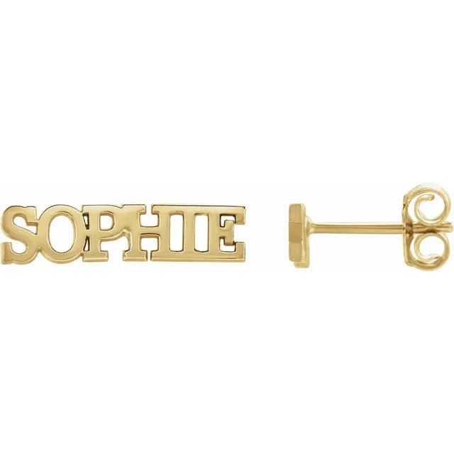 10K Yellow Gold Nameplate Earrings