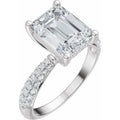 14K White Gold 9x7 mm Emerald 1/2 CTW Natural Diamond Semi-Set Hidden Halo-Style Engagement Ring-14K White Gold 1/2 CTW Natural Diamond Matching Band