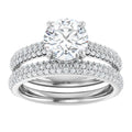 14K White Gold 7.4 mm Round Engagement Ring Mounting - 14K White Gold Band