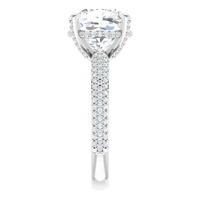 14K White Gold 10 mm Cushion Engagement Ring Mounting