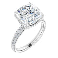 14K White Gold 10 mm Cushion Engagement Ring Mounting