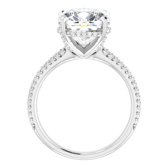 14K White Gold 10 mm Cushion Engagement Ring Mounting