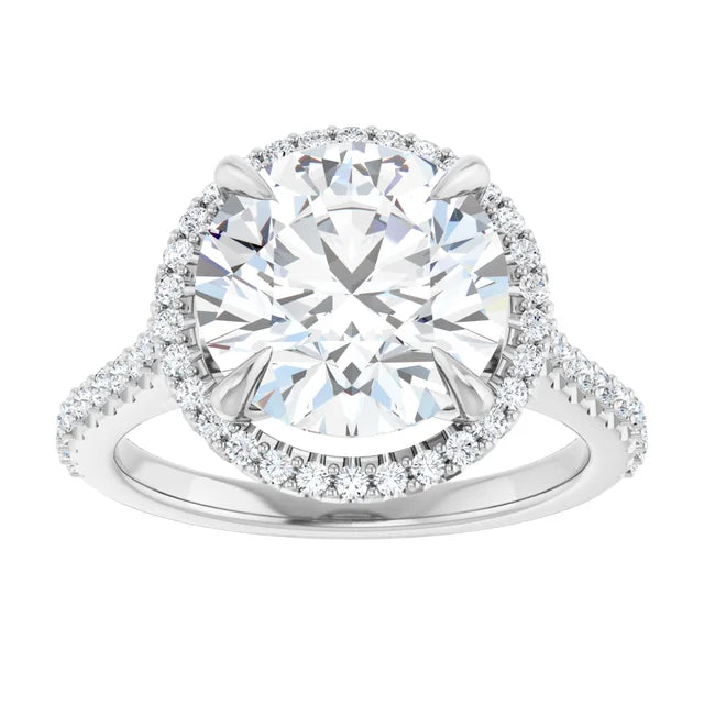 14K White Gold 10x8 mm Emerald Engagement Ring Mounting