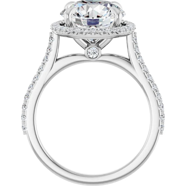 14K White Gold 10x8 mm Emerald Engagement Ring Mounting