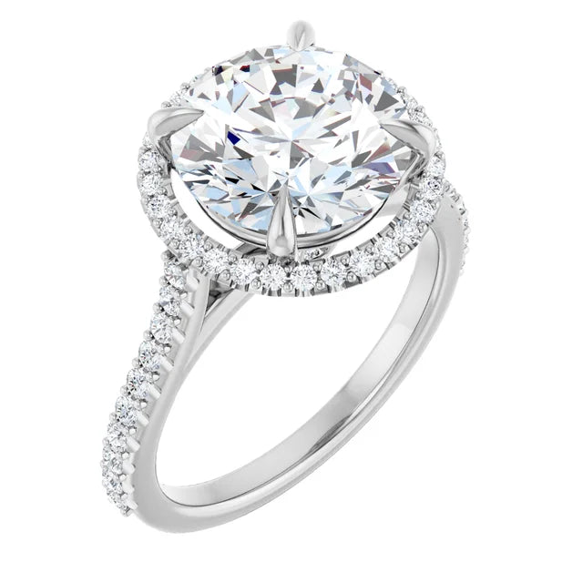 14K White Gold 10x8 mm Emerald Engagement Ring Mounting